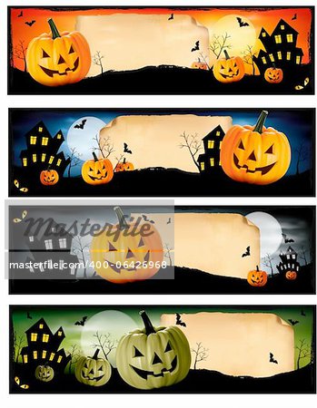 Four Halloween banners