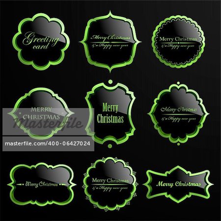 Vector set of christmas green luxury labels.