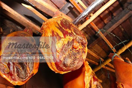 After the smoking process meat is in smokehouse to evaporate smoke