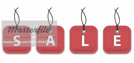 Red sale labels. Price tags. Vector illustration