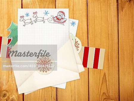 Christmas background with letter to Santa Claus