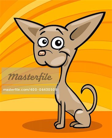 Cartoon Illustration of Funny Purebred Chihuahua Dog against Yellow Background