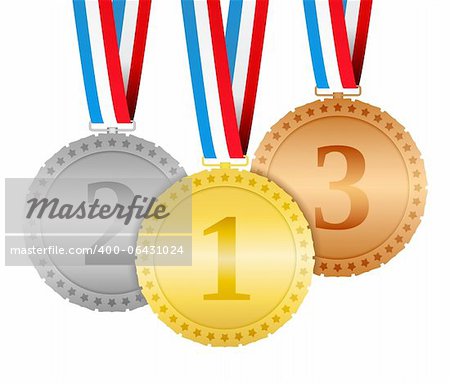 Three hanging medals, vector eps10 illustration