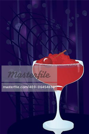 Vector illustration of a margarita cocktail on night disco background