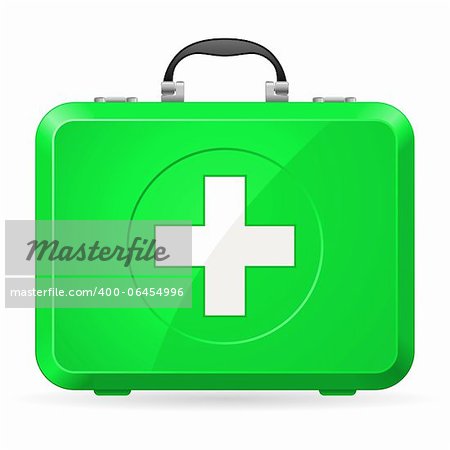 Green First Aid kit. Illustration on white