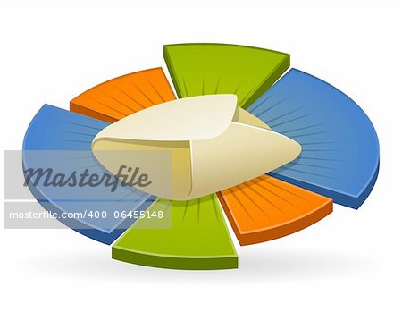 Colorful illustration of pie chart with envelope in the middle