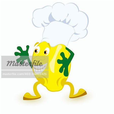 Lemon cartoon character in chef hat vector illustration