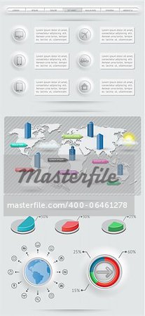 Infographics elements with world map. EPS10 vector illustration.