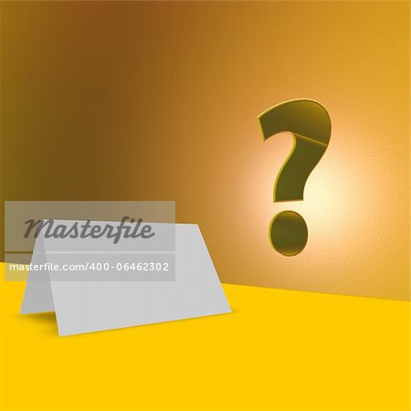 blank card and question mark - 3d illustration