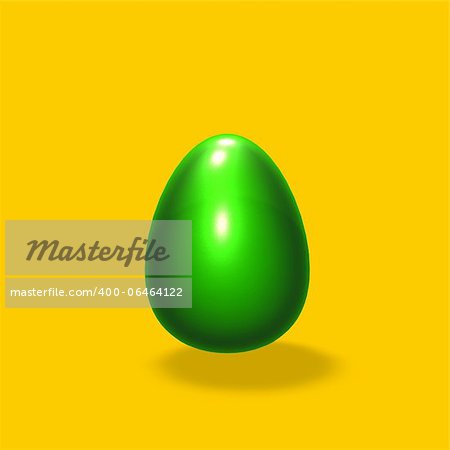 green easter egg on yellow background - 3d illustration