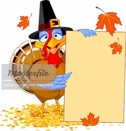 Thanksgiving Turkey holding Holiday Note