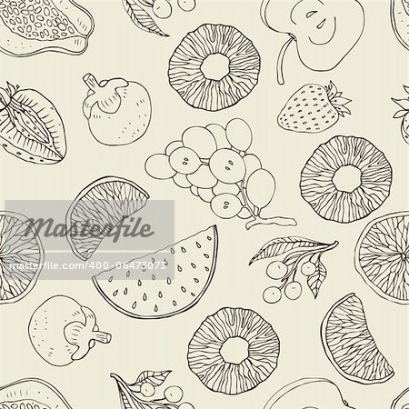 Seamless background with fruits. Vector illustration pattern.