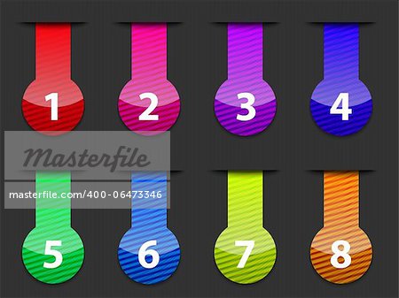 Glossy colorful web interface elements with numbers. Vector illustration