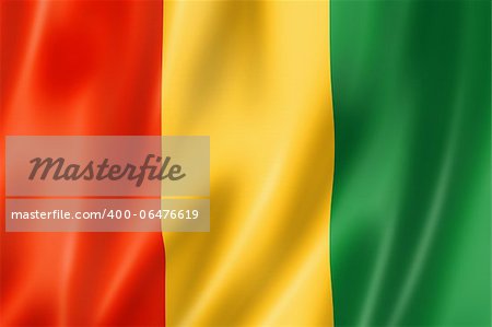 Guinea flag, three dimensional render, satin texture