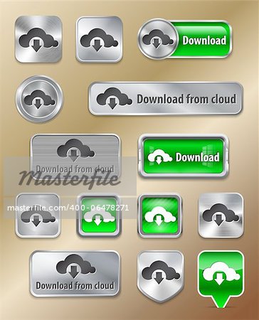 Download from cloud web elements. Vector illustration