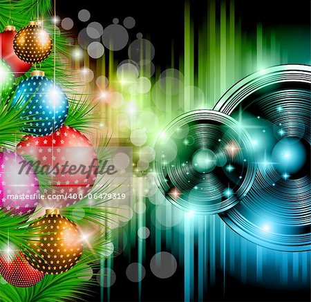Christmas Club Party Background - Ideal for holiday discotheque event or party invitation poster.