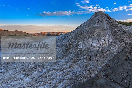 strange landscape produced bu active mud volcanoes in Buzau, Romania