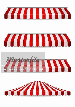 detailed illustration of set of striped awnings