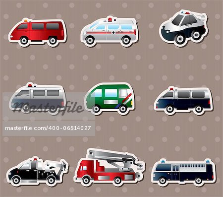 Vector illustration of different types car stickers