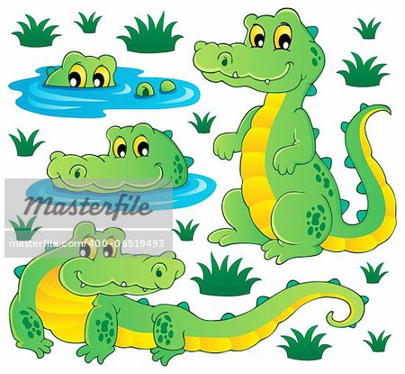 Image with crocodile theme 3 - vector illustration.