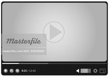 Simple and style video player for web in gray colors.
