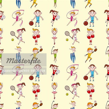 seamless sport player pattern,cartoon vector illustration
