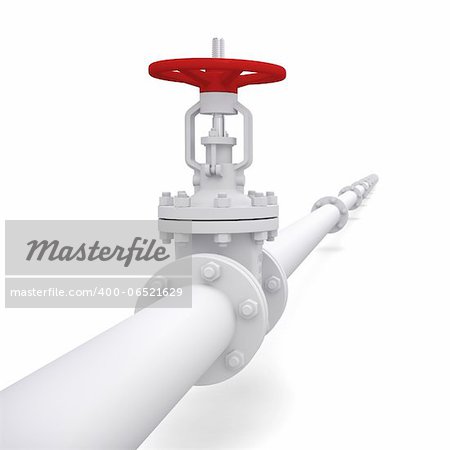 Valve on the pipeline. Isolated render on a white background