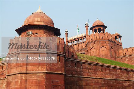 Architectural detail of Lal Qila - Red Fort in Delhi, India