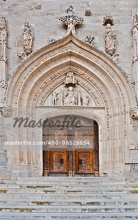 Detail of  Portal of the Romanesque Church in Spain