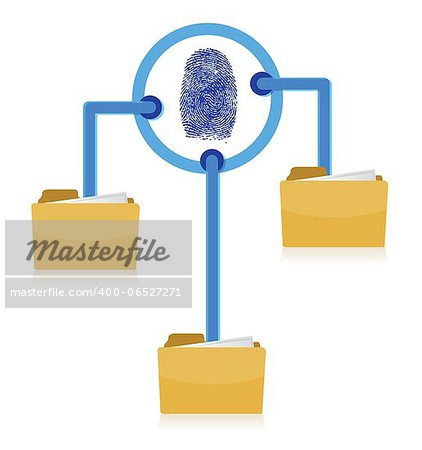 Folders connection security fingerprint diagram illustration design