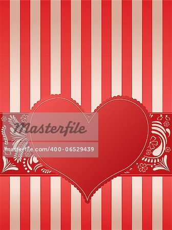 Valentine's Card with heart, floral design and lines
