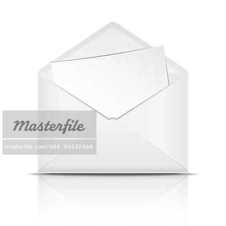 White open envelope with paper. Vector illustration