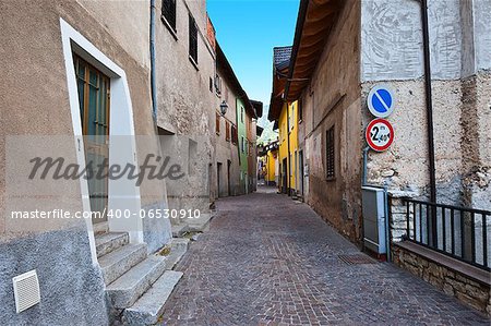 Narrow Alley with Old Buildings in the Italian City