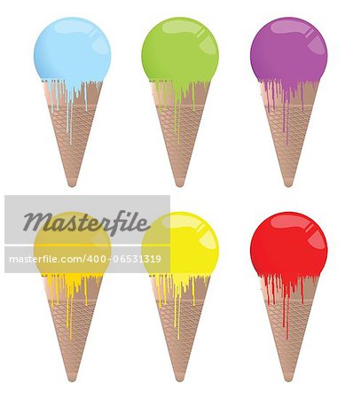 Set of 6 colorful ice-creams icons illustration design over white