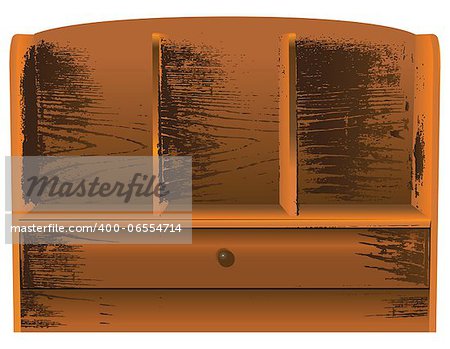 Antique wall shelf with drawer. Vector illustration.