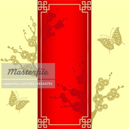 Oriental style Cherry blossom with butterfly