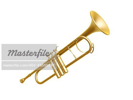 golden trumpet isolated on white background