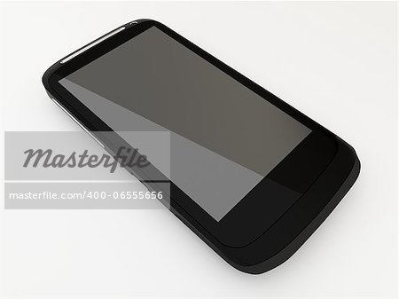 3d render black smartphone isolated on white background.