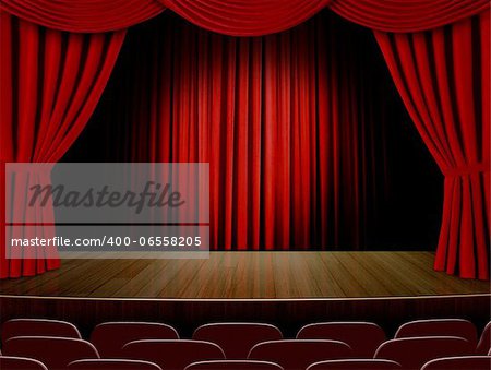Theater curtains and red seats
