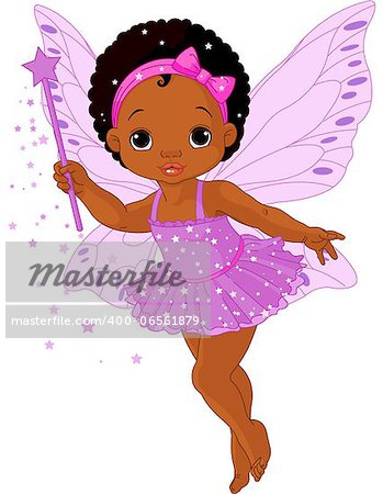 Illustration of Cute little baby fairy in fly