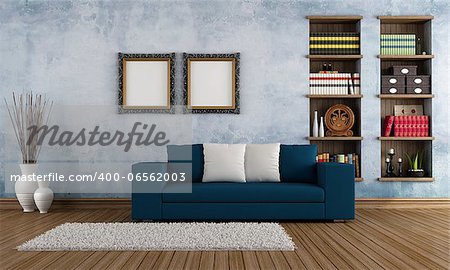 Modern sofa in a vintage living room - rendering