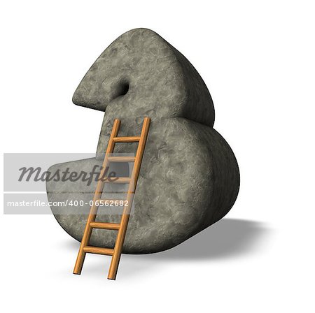 ladder leans on number three - 3D illustration