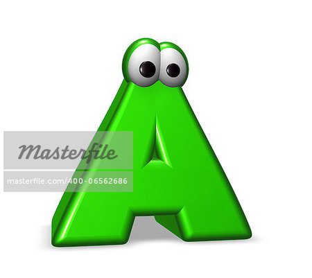 letter a with eyes - 3d illustration