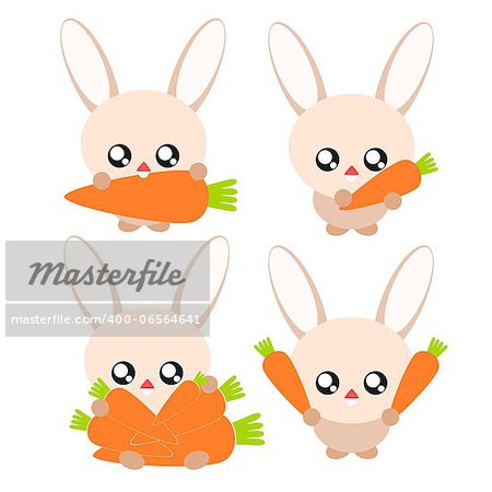 Cartoon rabbit and carrot in cute concept illustration
