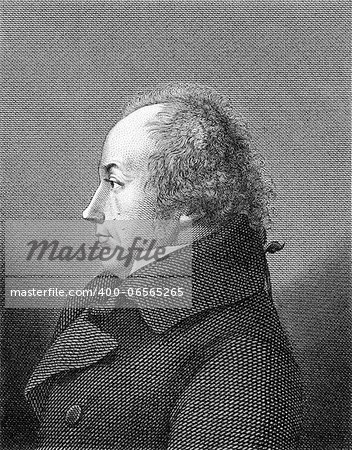 Franz Joseph Gall (1758-1828) on engraving from 1859. German  neuroanatomist and physiologist, pioneer in the study of the localization of mental functions in the brain.Engraved by unknown artist and published in Meyers Konversations-Lexikon, Germany,1859.