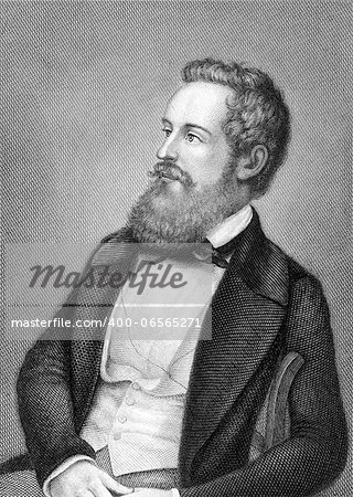 Franz Schuselka (1811-1886) on engraving from 1859. Politician of the Austrian Empire. Engraved by Metzeroth and published in Meyers Konversations-Lexikon, Germany,1859.