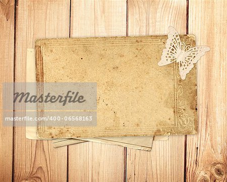 Vintage card on wooden planks