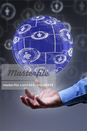 The power of social networking concept - transparent globe with a mesh of connections
