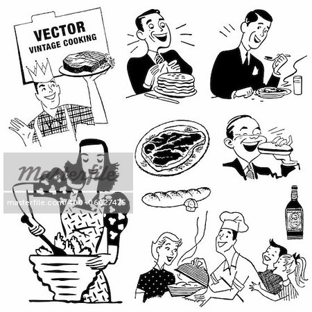 Vector Retro Kitchen Graphics. Great for any vintage or retro design.