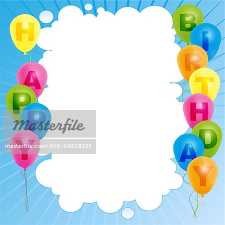 Happy Birthday Card- Color Balloons With With Happy Birthday Sign